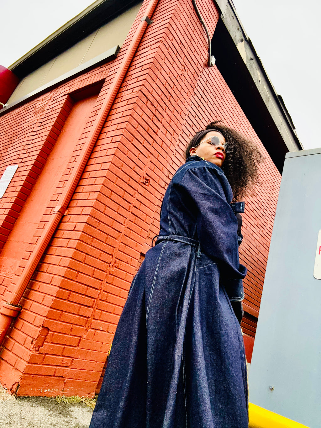 “Evelyn” vixen  trench coat dark denim