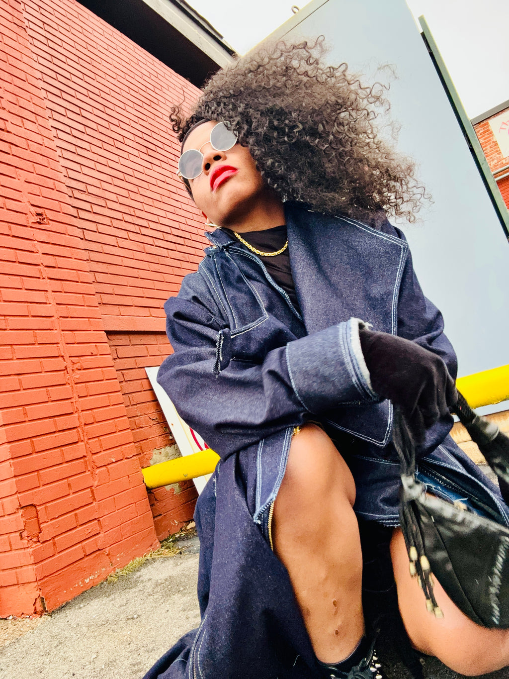 “Evelyn” vixen  trench coat dark denim