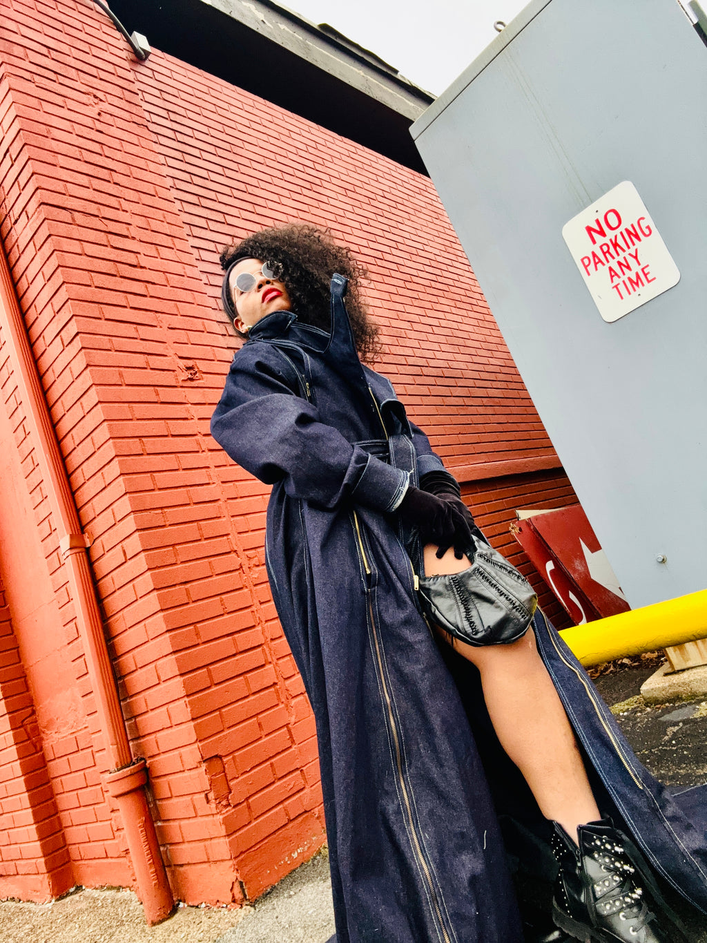 “Evelyn” vixen  trench coat dark denim