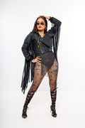 “Roxyy” fringe leather jacket