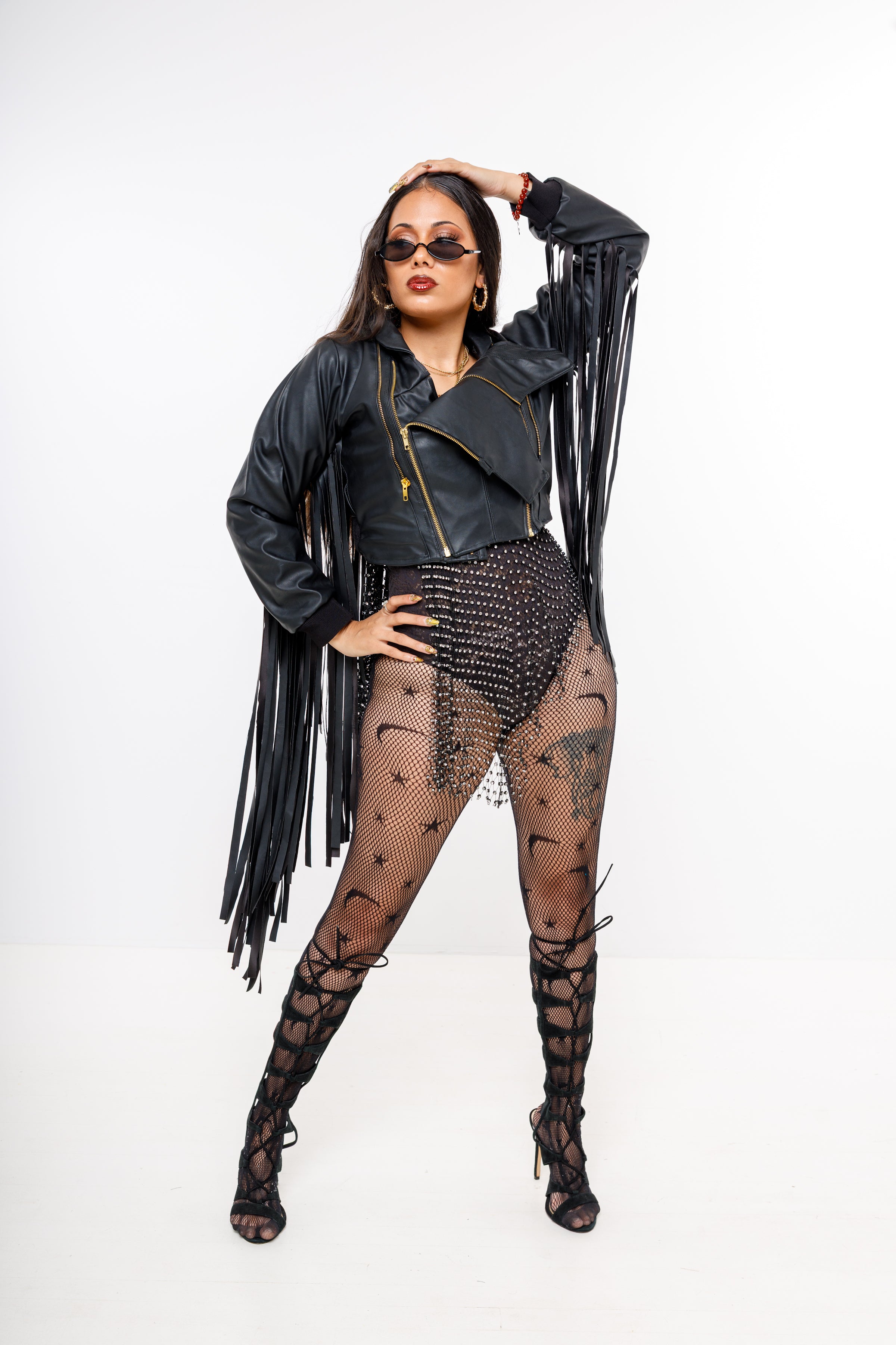 “Roxyy” fringe leather jacket