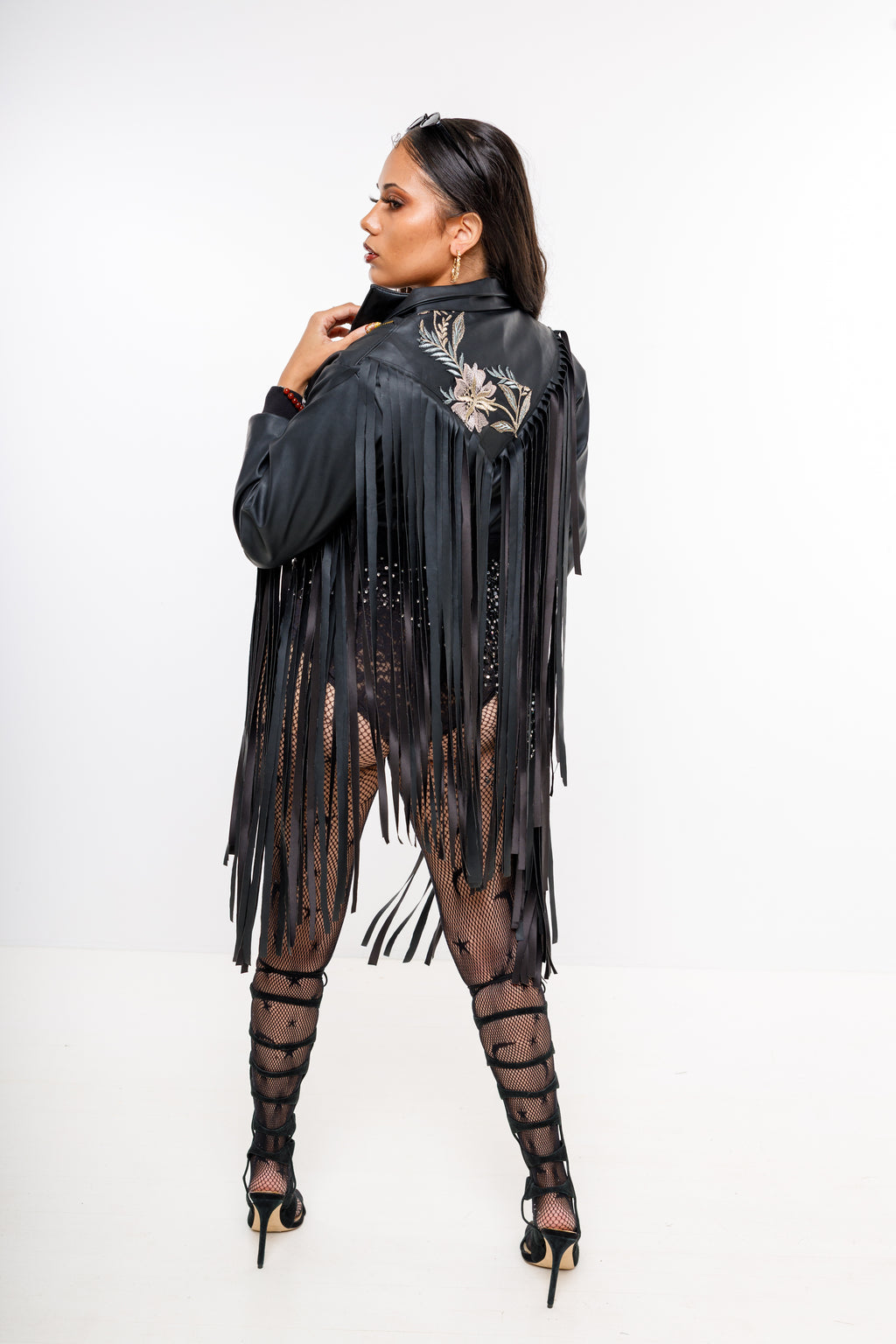 “Roxyy” fringe leather jacket