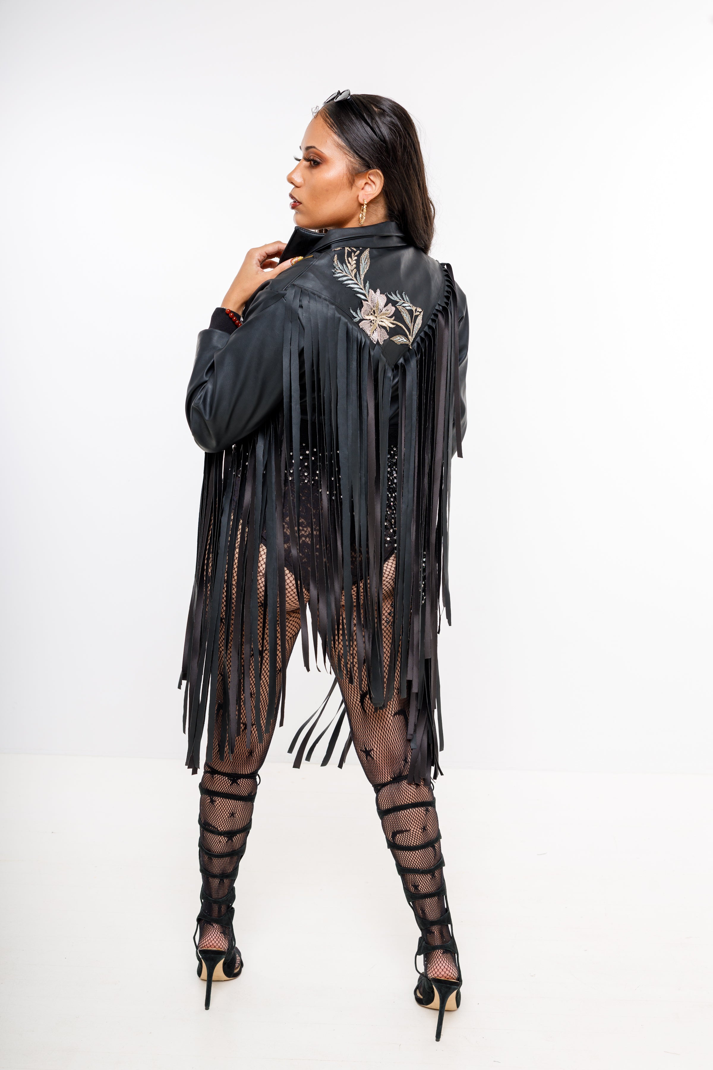 “Roxyy” fringe leather jacket