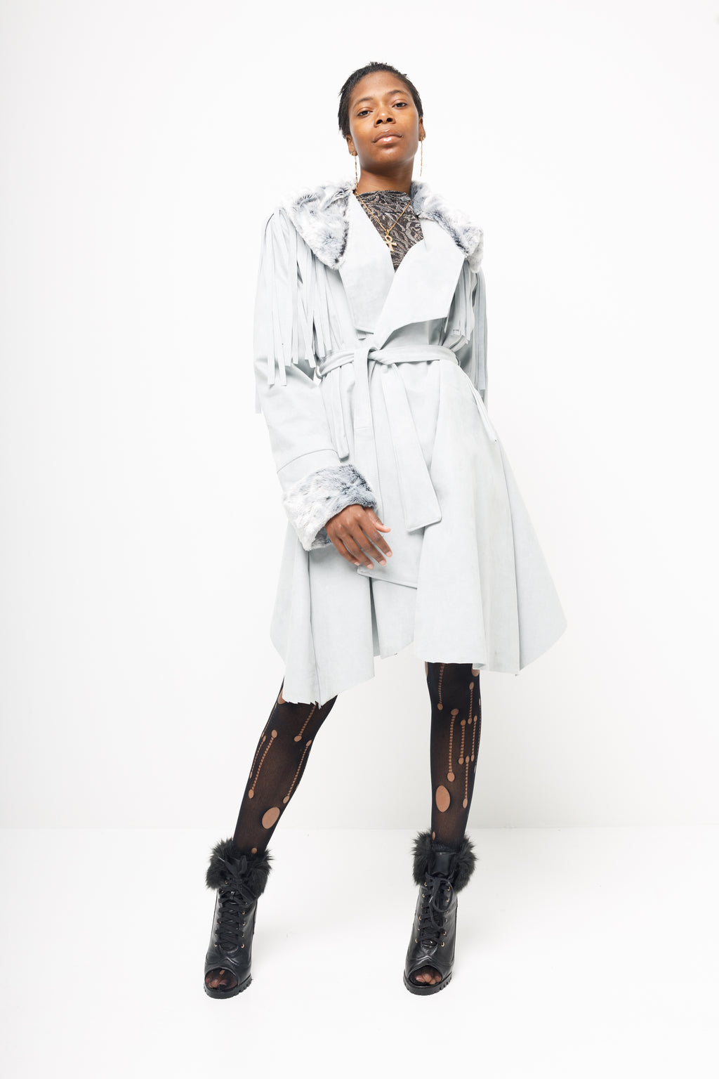 “Esse” fringe trench coat