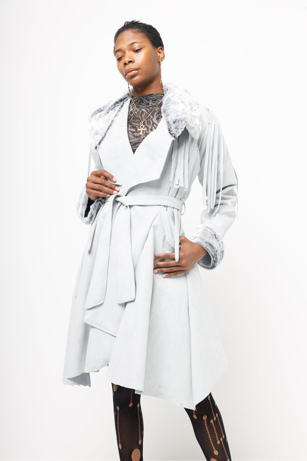 “Esse” fringe trench coat