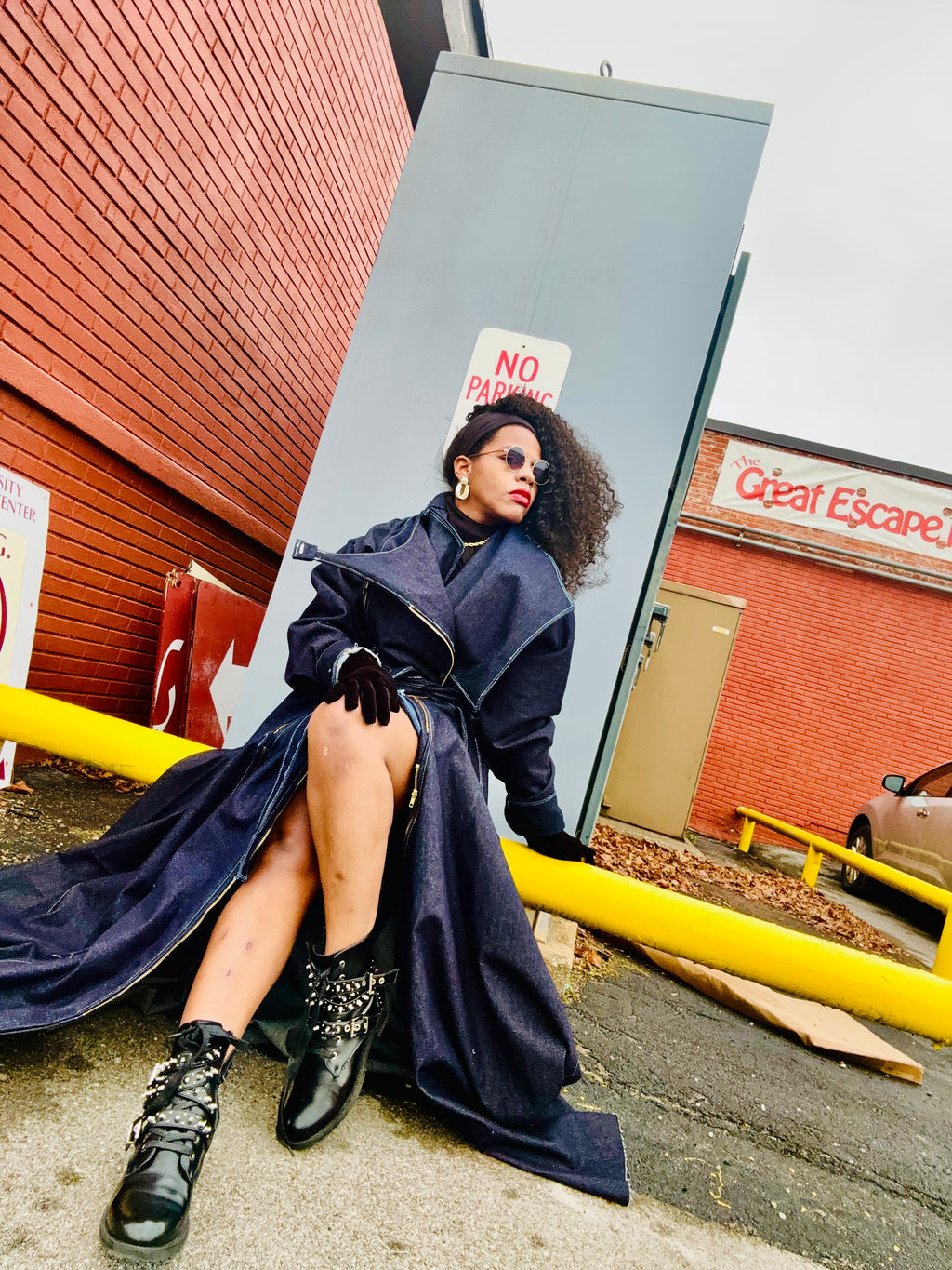 “Evelyn” vixen  trench coat dark denim