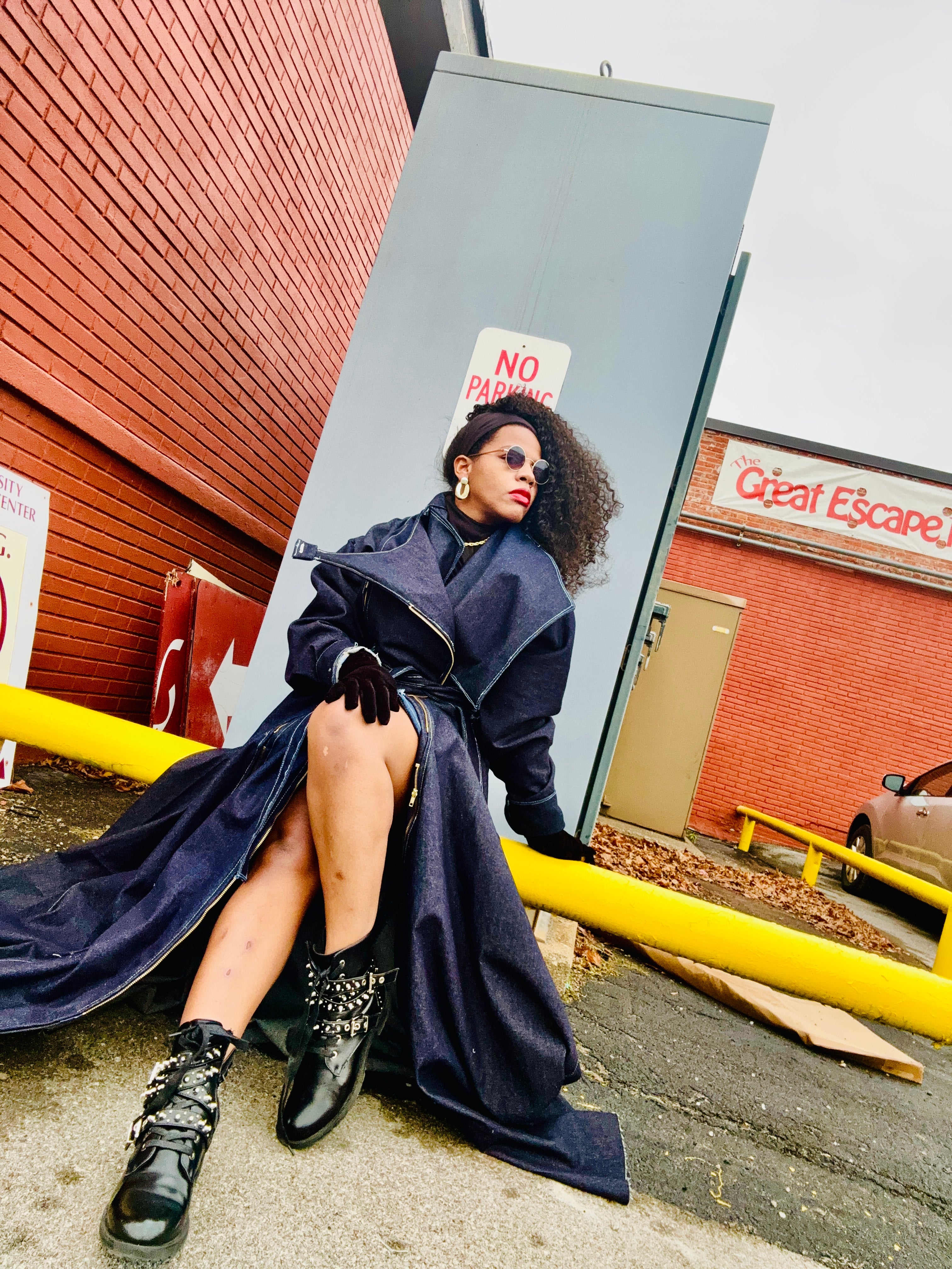 “Evelyn” vixen  trench coat dark denim