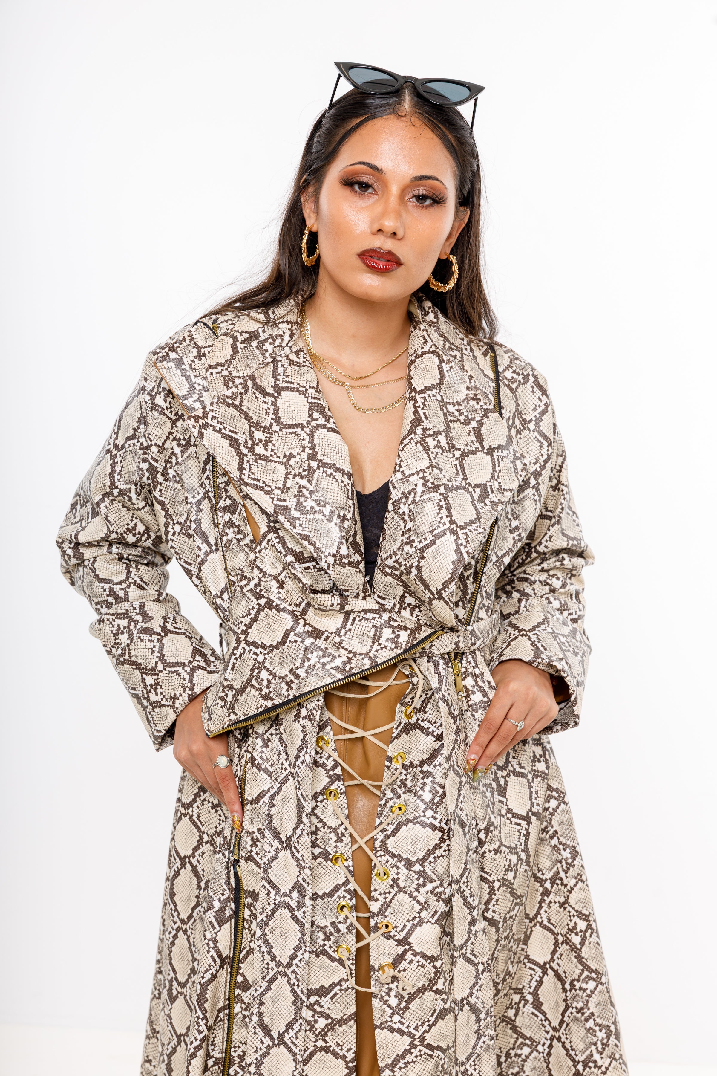 “Anea“ reptile print vixen coat”