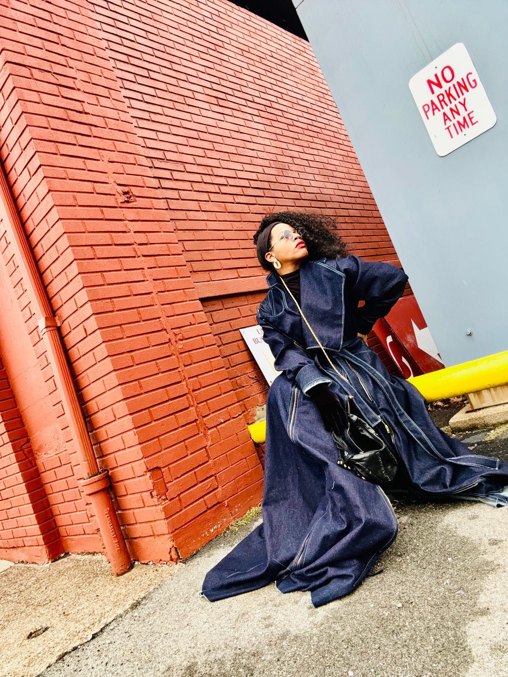 “Evelyn” vixen  trench coat dark denim