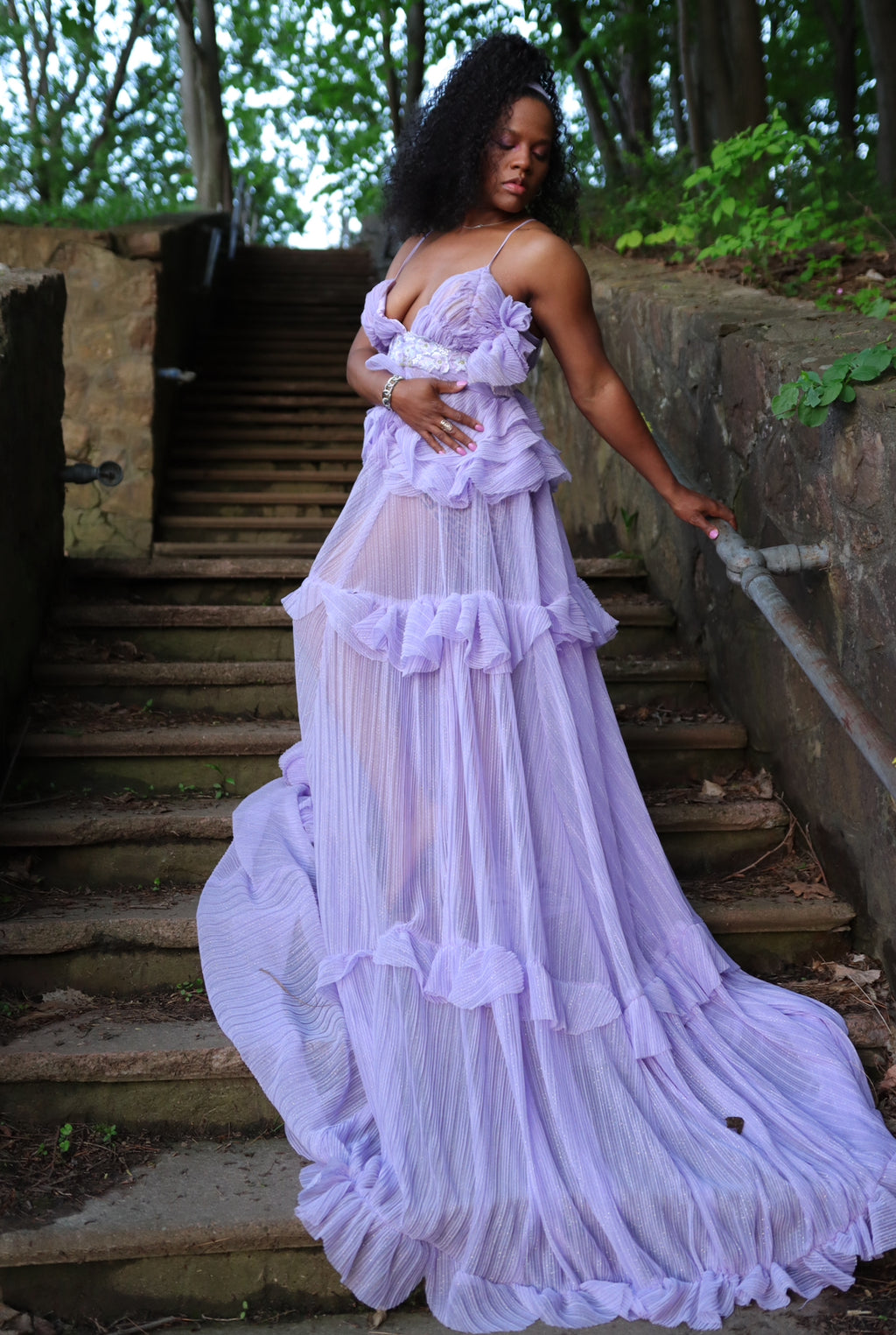 “Queenn” ruffle statement dress lilac
