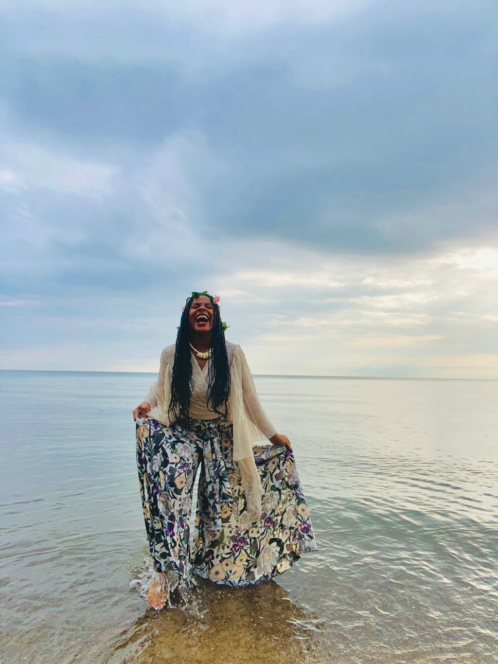 “Paradise” floral palazzo pants