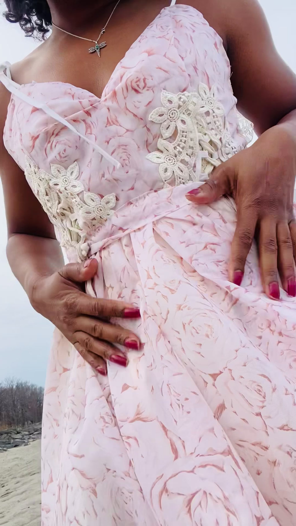 “Beloved” floral print lace up dress