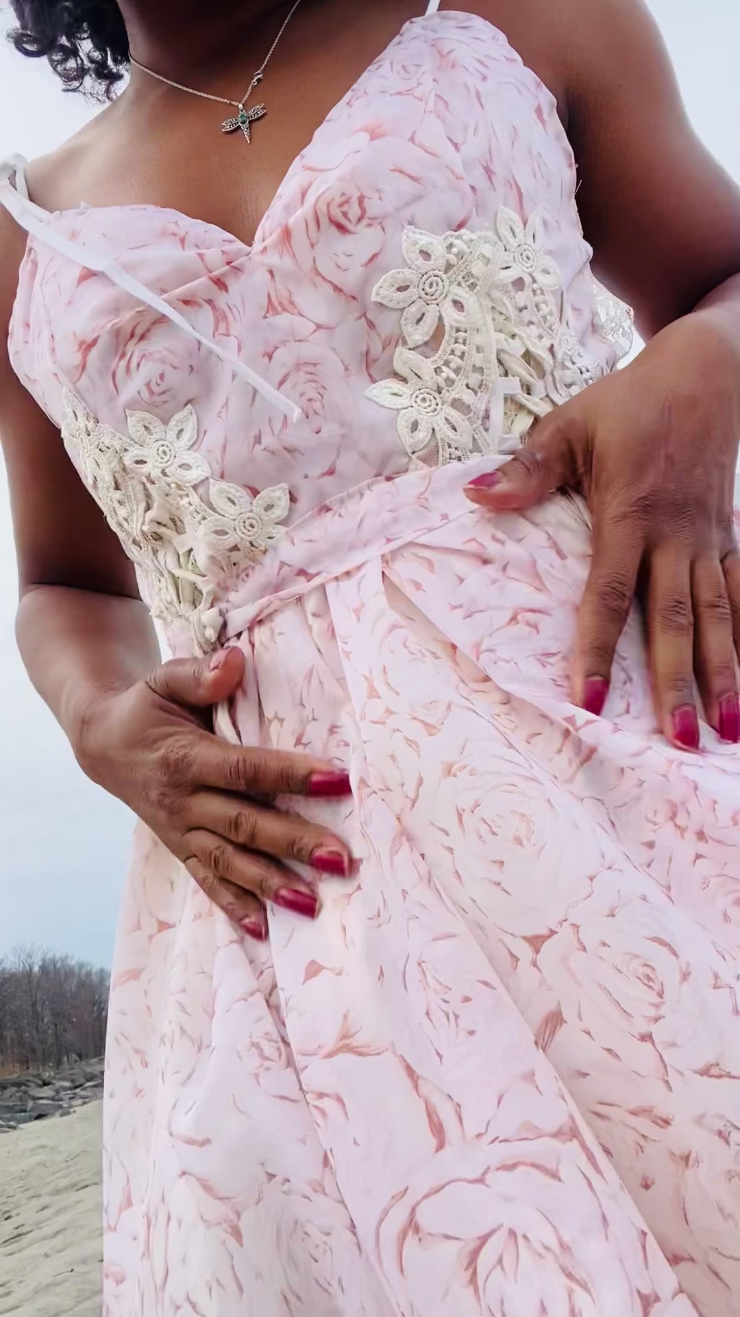 “Beloved” floral print lace up dress