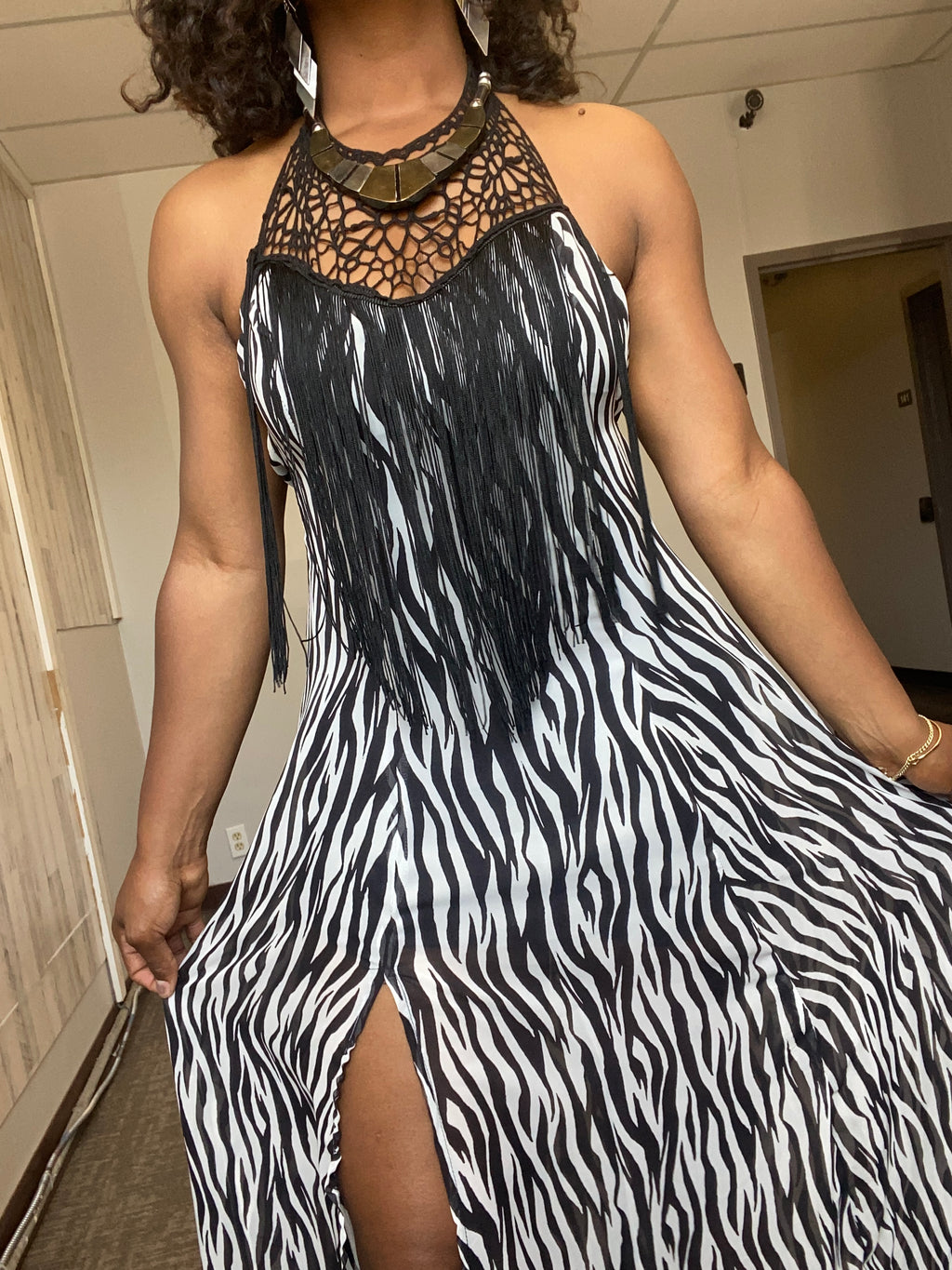 “Eve” zebra print chiffon dress