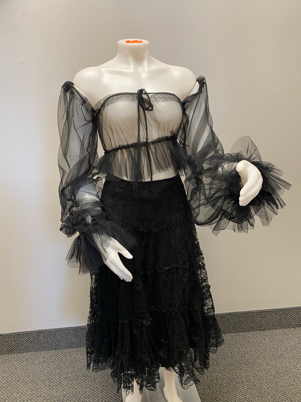 “Sophia” black mesh top