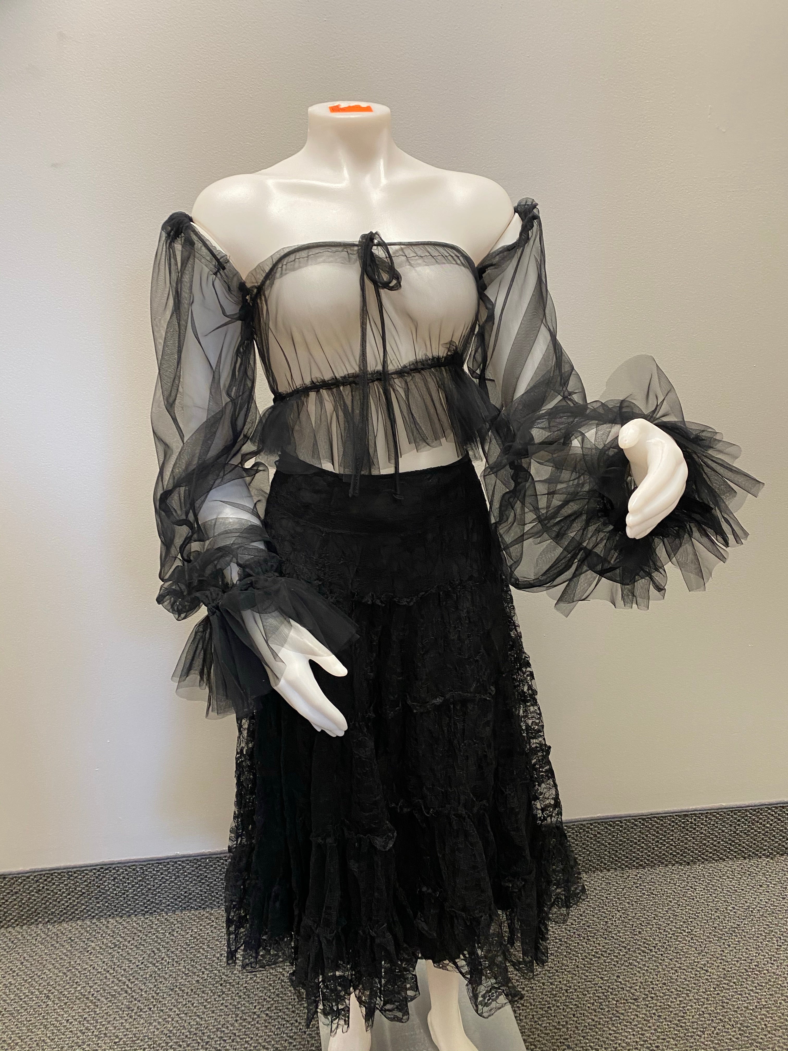 “Sophia” black mesh top