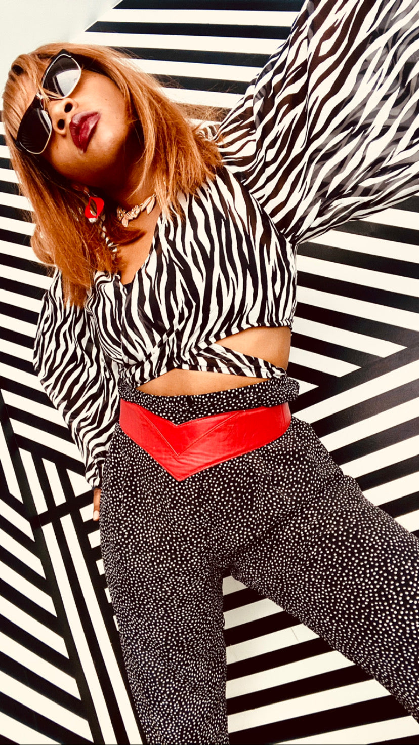 “Eve” zebra print wrap around blouse