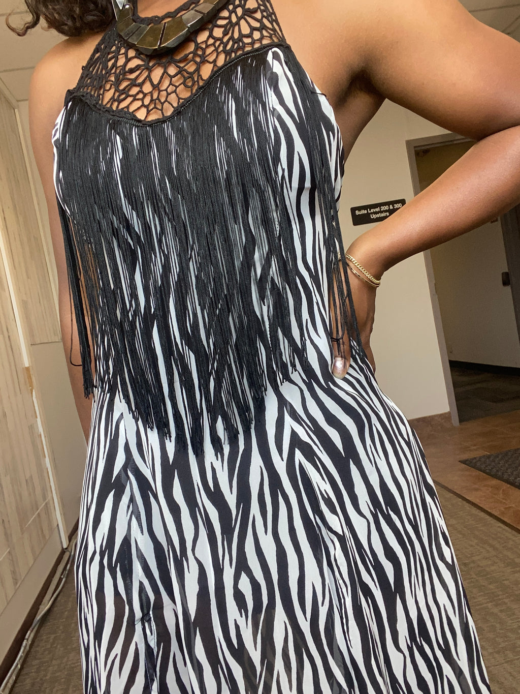“Eve” zebra print chiffon dress