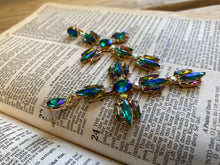 “Redeemed” colorful gem cross earrings