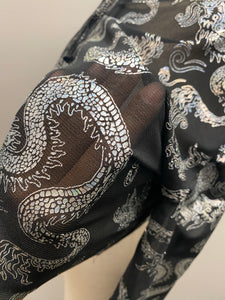 “Shera” dragon print mesh hoodie