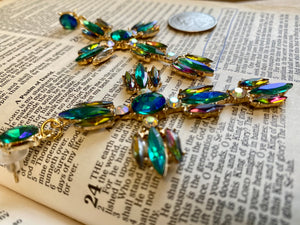 “Redeemed” colorful gem cross earrings