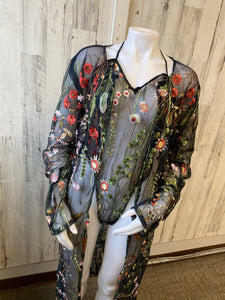 “Chloe” floral embroidery robe set